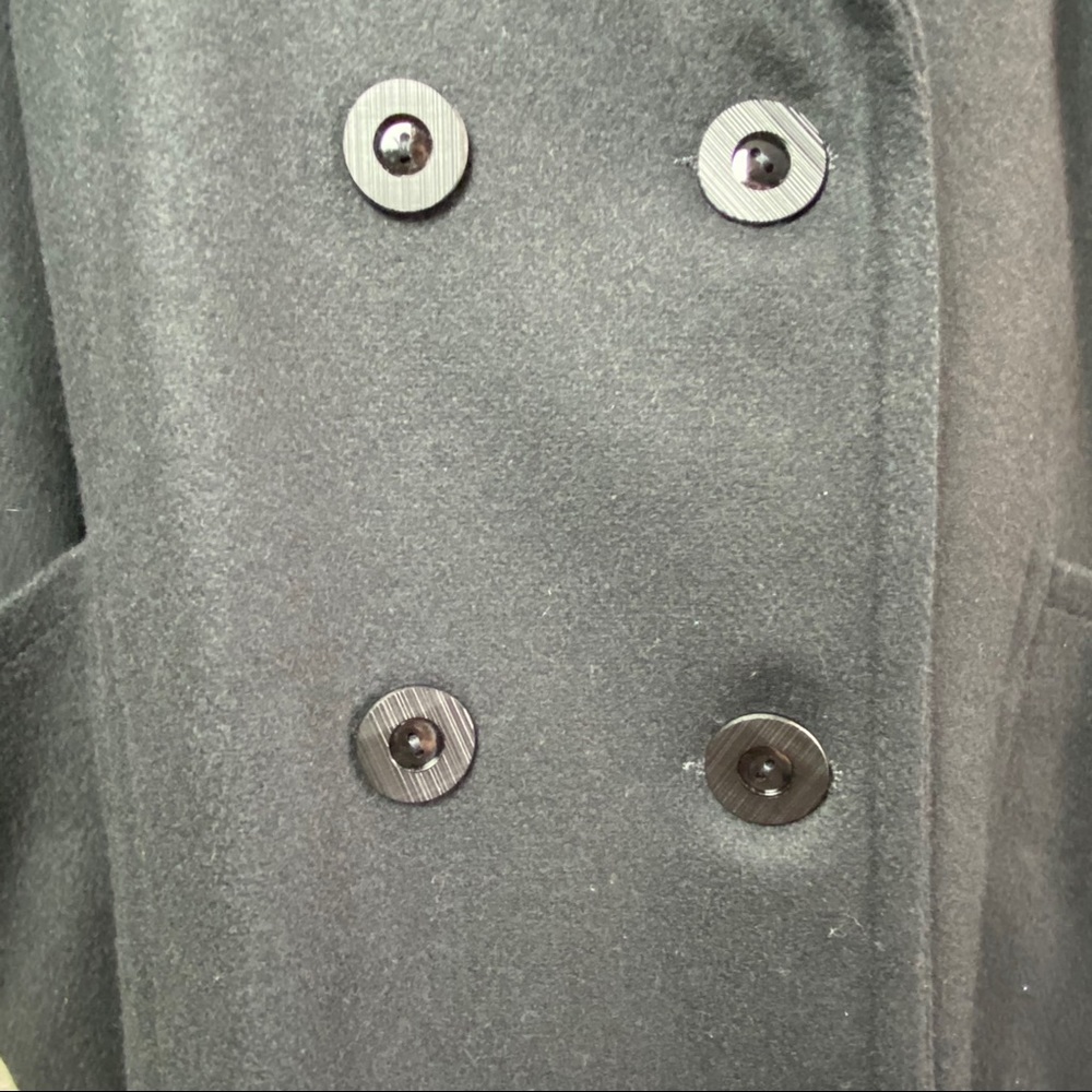 Vintage 70’s ILGWU Black Wool Double Breasted Pea Coat XL - Picture 2 of 11